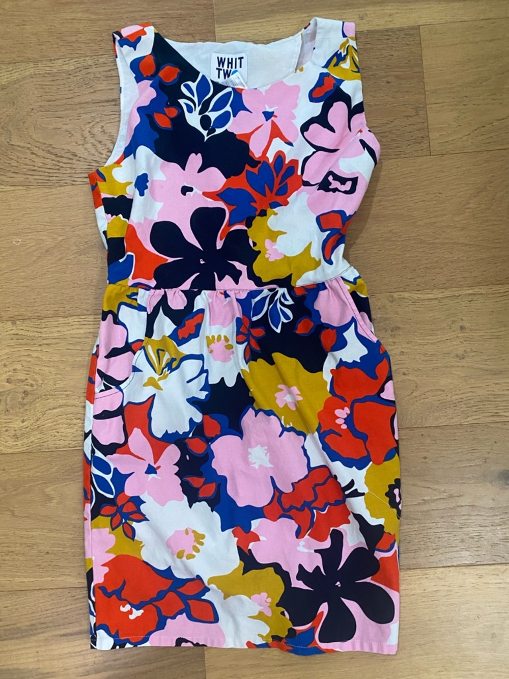 Anthropologie Whit Two Petal Cross Back floral shift dress w pockets 6 VGUC